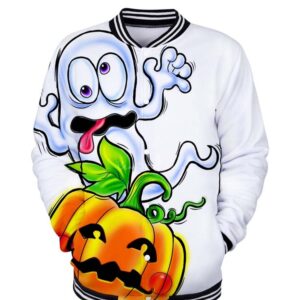 funny halloween pumpkin print bomber jacket