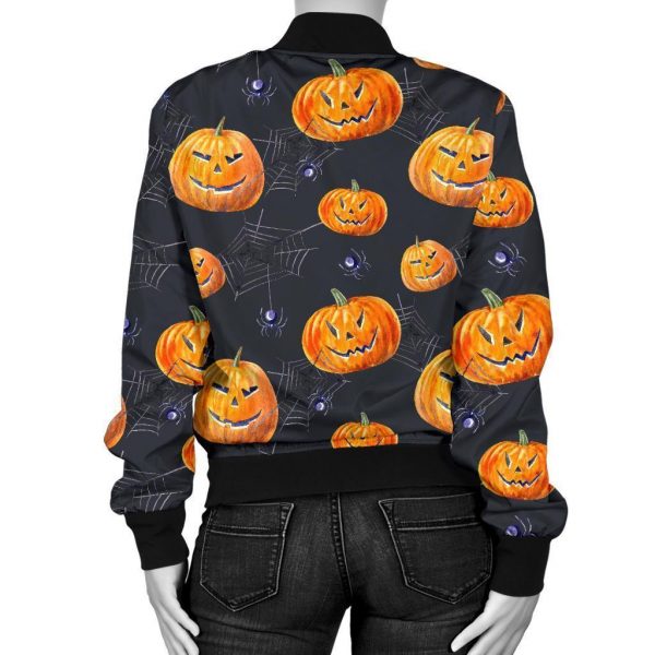 pumpkin print bomber jacket for halloween