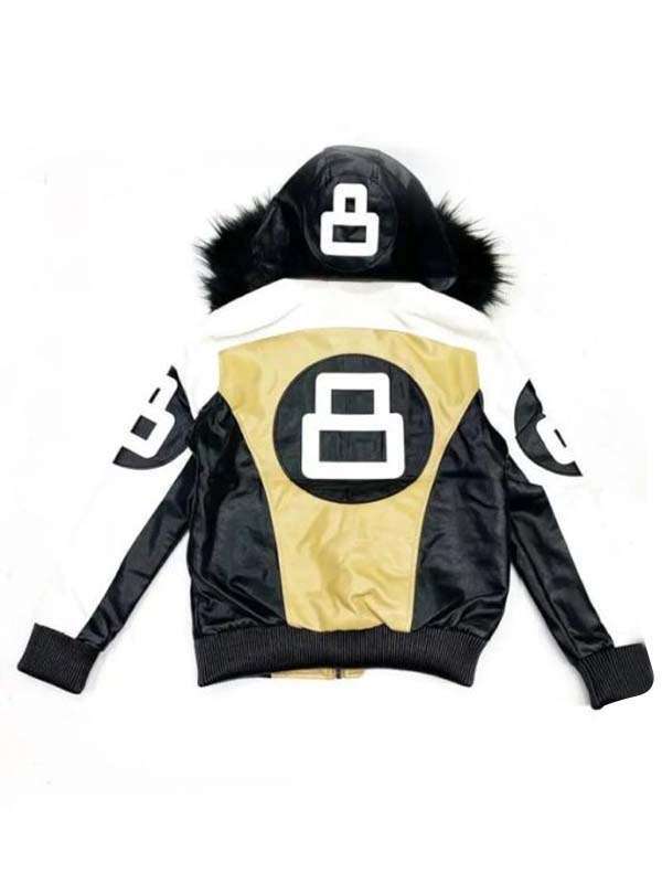 8 ball khaki and white hooded jacket