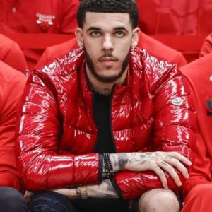 Lonzo Ball Basketball Player Red Puffer Jacket