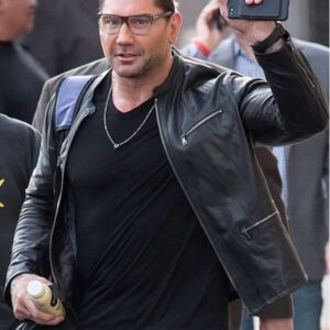 WWE Wrestler Dave Batista Black Leather Jacket