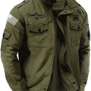 Men Vintage Green Veteran Jacket