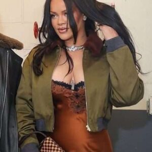 NYC 2026 Rihanna Green Cropped Jacket
