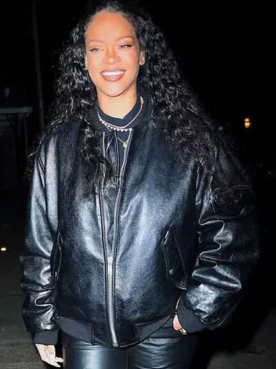 NYC Rihanna Black Leather Jacket