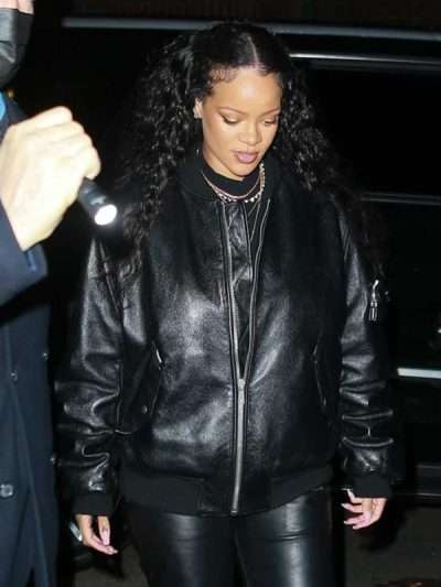 NYC Rihanna Black Leather Jacket - Image 2