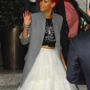 Rihanna American Singer Grey Blazer