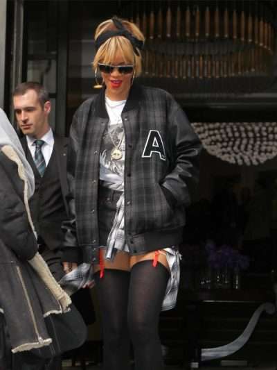 Rihanna In London Black Varsity Jacket - Image 2