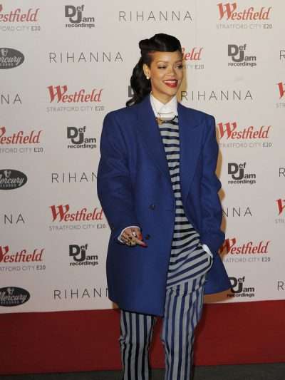 Rihanna at Event Westfield Stratford Blue Blazer - Image 2