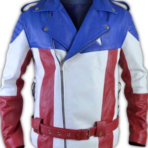 USA Flag Biker Leather Jacket