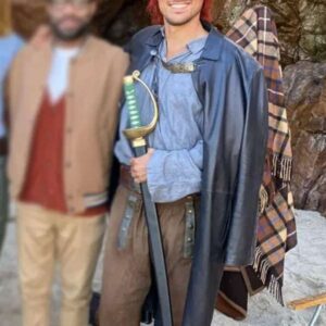 Peter Gadiot One Piece Black Leather Coat