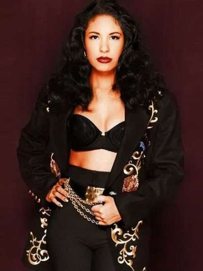 Selena Quintanilla Embroidered Black Coat - Image 2